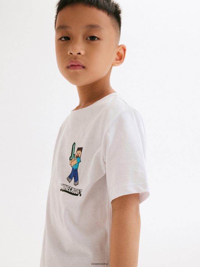 Reserved Boys Minecraft Oversized T-Shirt P6H08T2058 Apparel White