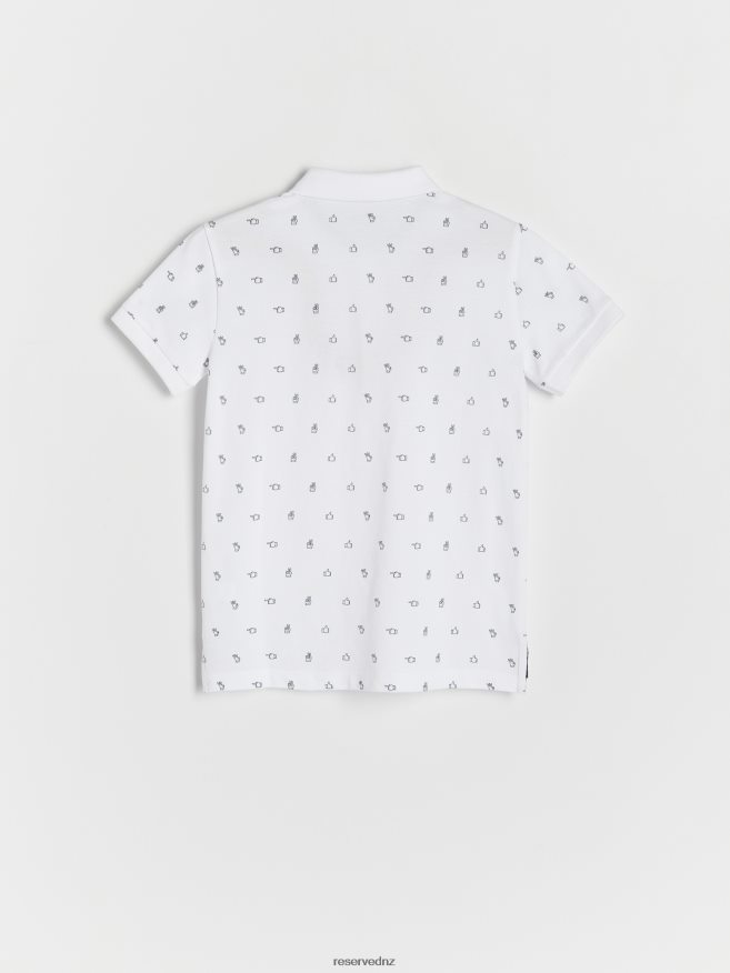 Reserved Boys Polo Shirt With Fine Pattern P6H08T2045 Apparel White