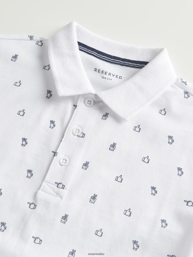 Reserved Boys Polo Shirt With Fine Pattern P6H08T2045 Apparel White