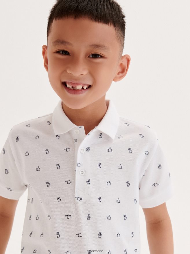 Reserved Boys Polo Shirt With Fine Pattern P6H08T2045 Apparel White