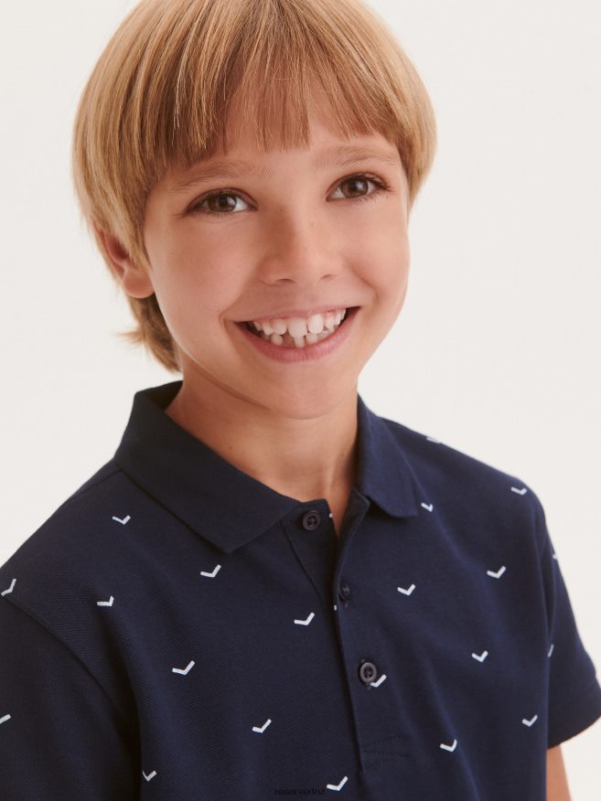 Reserved Boys Polo Shirt With Print P6H08T2020 Apparel Steel Blue