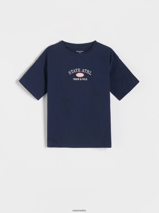 Reserved Boys T-Shirt With Embroidery Detailing P6H08T2015 Apparel Steel Blue