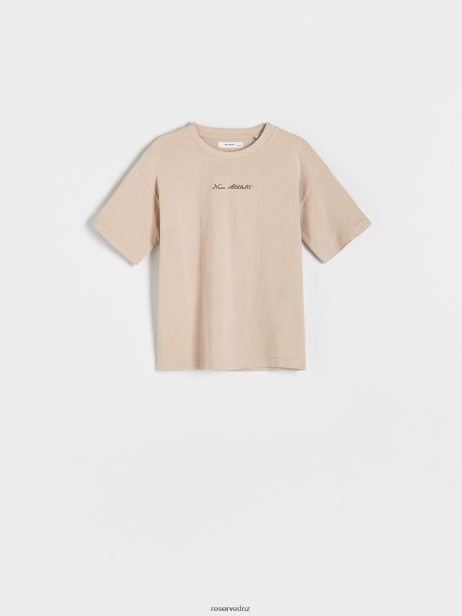 Reserved Boys T-Shirt With Embroidery Detailing P6H08T2135 Apparel Beige