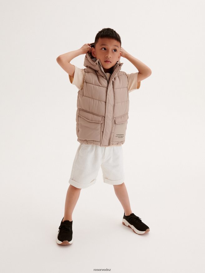 Reserved Boys Quilted Vest With Hood P6H08T2024 Apparel Beige