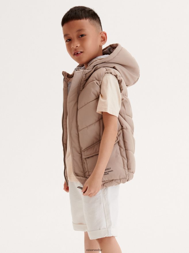 Reserved Boys Quilted Vest With Hood P6H08T2024 Apparel Beige