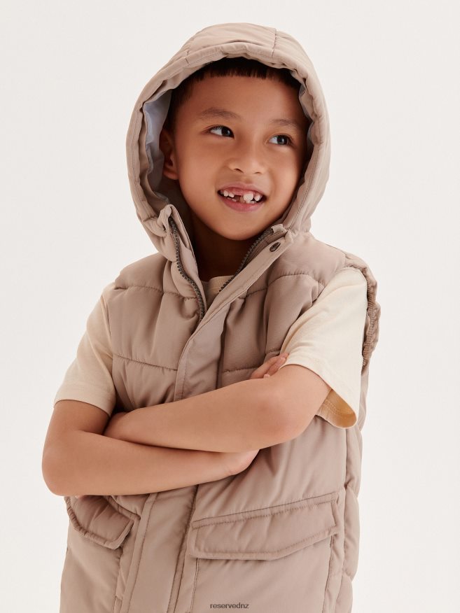 Reserved Boys Quilted Vest With Hood P6H08T2024 Apparel Beige