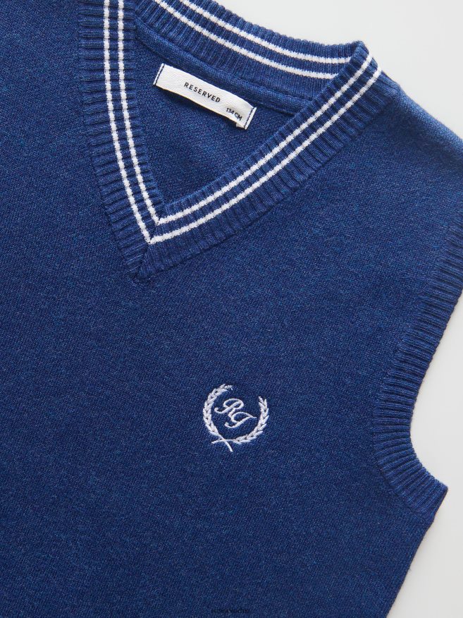 Reserved Boys Vest With Embroidery Detailing P6H08T2053 Apparel Steel Blue