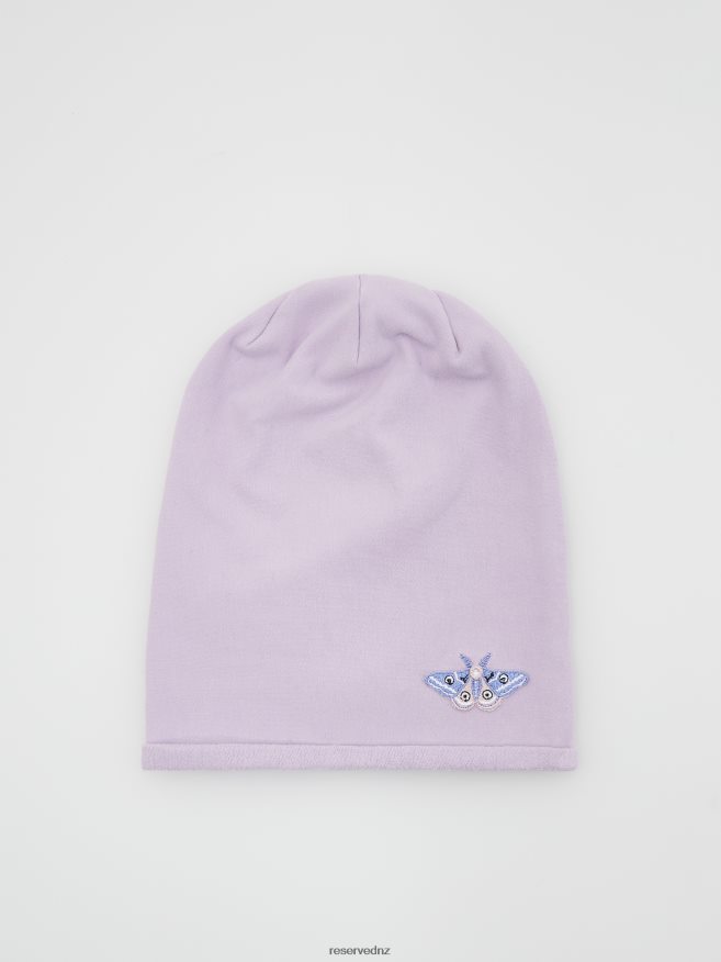 Reserved Girls Beanie With Applique P6H08T1886 Accessory Lavender