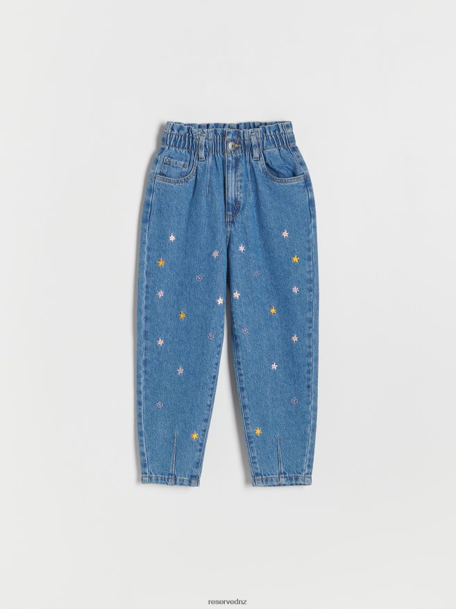 Reserved Girls Baggy Jeans With Embroidery Detailing P6H08T1762 Apparel Blue