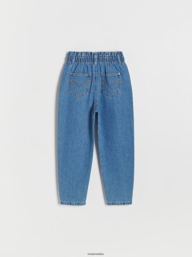 Reserved Girls Baggy Jeans With Embroidery Detailing P6H08T1762 Apparel Blue