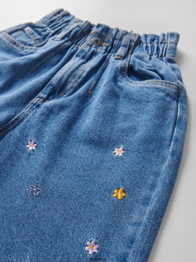 Reserved Girls Baggy Jeans With Embroidery Detailing P6H08T1927 Apparel Blue