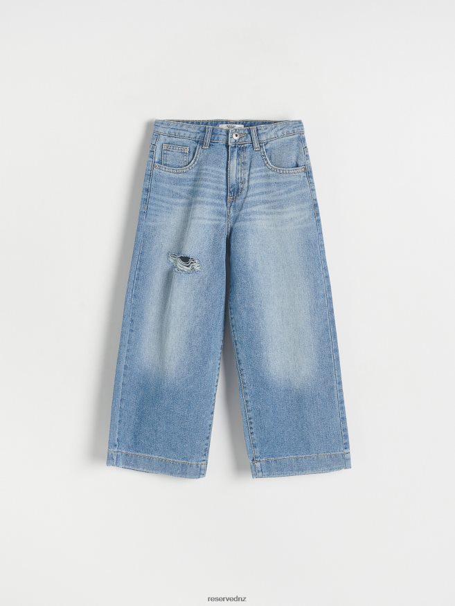 Reserved Girls Culotte Jeans With Distressing P6H08T1782 Apparel Blue