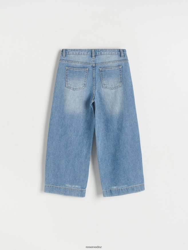 Reserved Girls Culotte Jeans With Distressing P6H08T1782 Apparel Blue