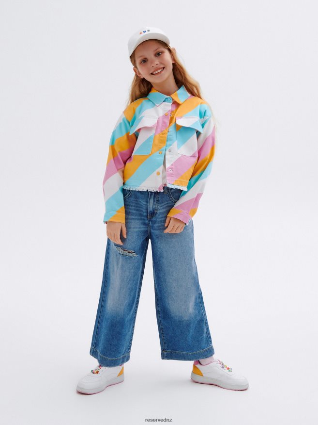 Reserved Girls Culotte Jeans With Distressing P6H08T1782 Apparel Blue