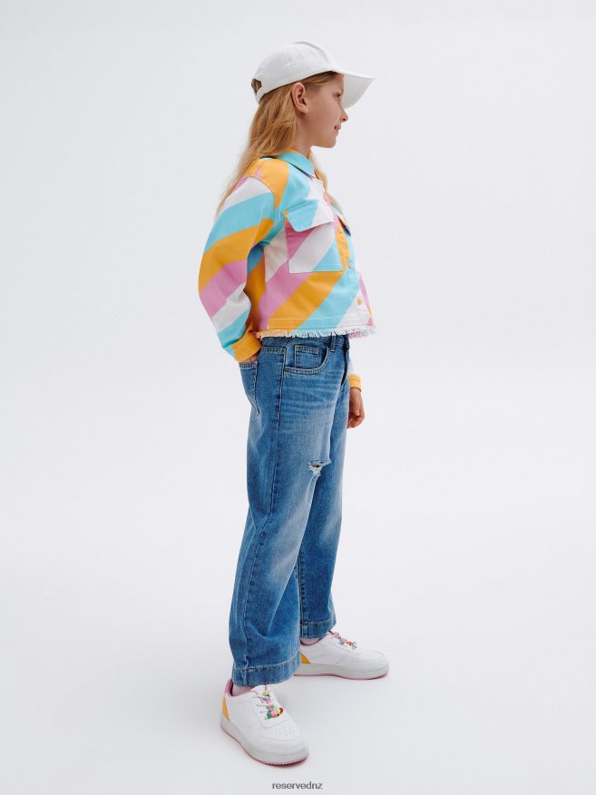 Reserved Girls Culotte Jeans With Distressing P6H08T1782 Apparel Blue