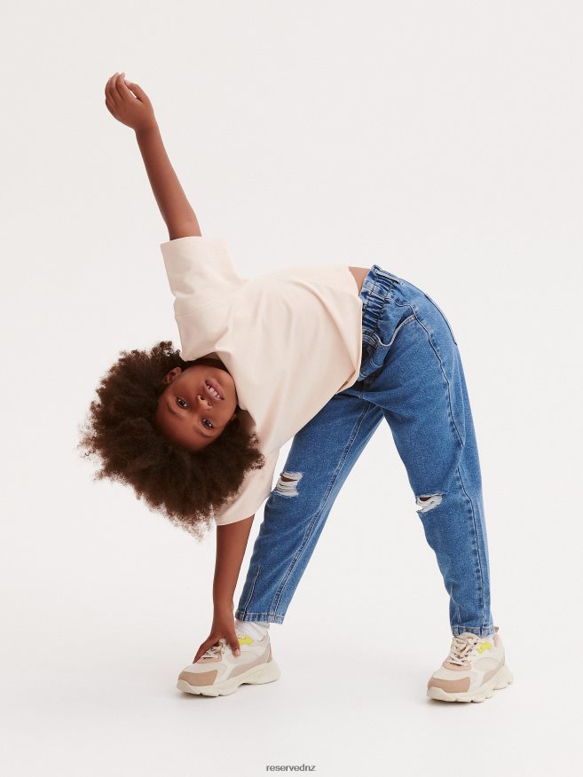 Reserved Girls Distressed Baggy Jeans P6H08T1905 Apparel Blue