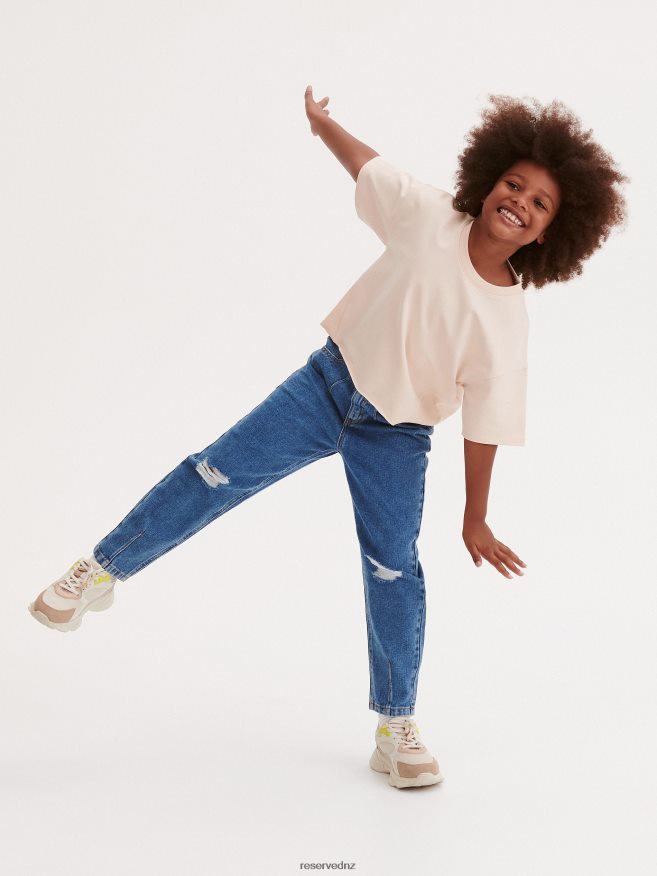 Reserved Girls Distressed Baggy Jeans P6H08T1905 Apparel Blue