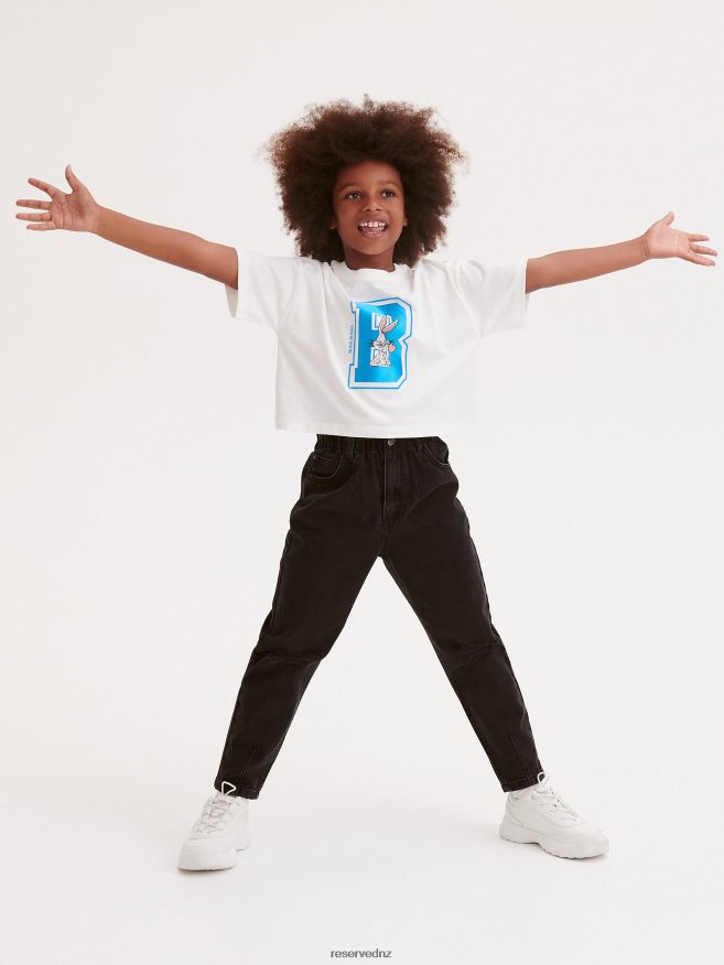 Reserved Girls Distressed Baggy Jeans P6H08T1933 Apparel Black