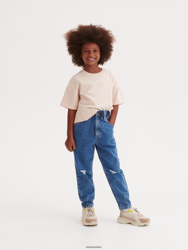 Reserved Girls Distressed Baggy Jeans P6H08T1958 Apparel Blue