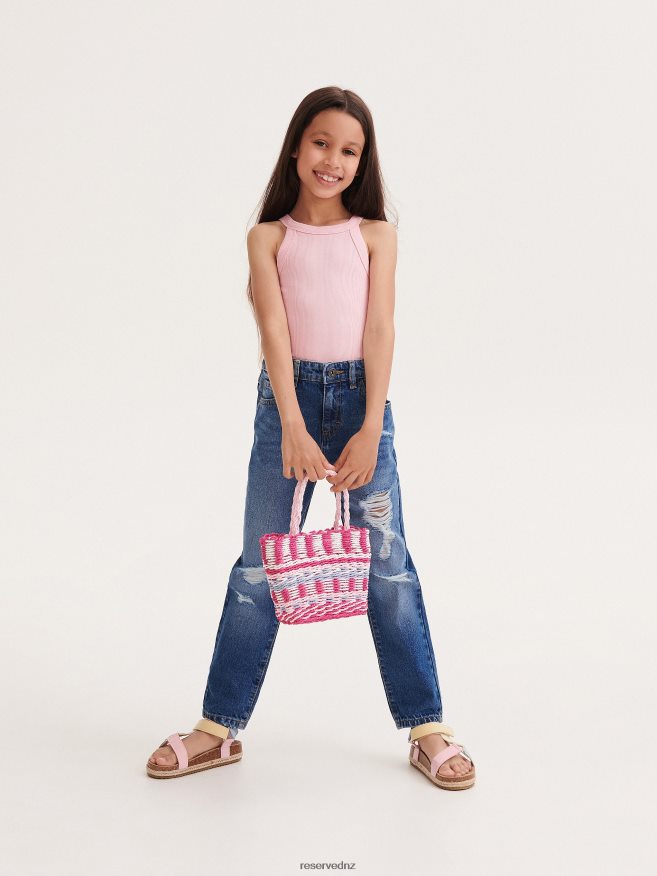 Reserved Girls Distressed Boyfriend Jeans P6H08T1742 Apparel Blue