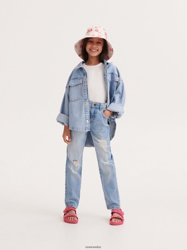 Reserved Girls Distressed Boyfriend Jeans P6H08T1752 Apparel Blue