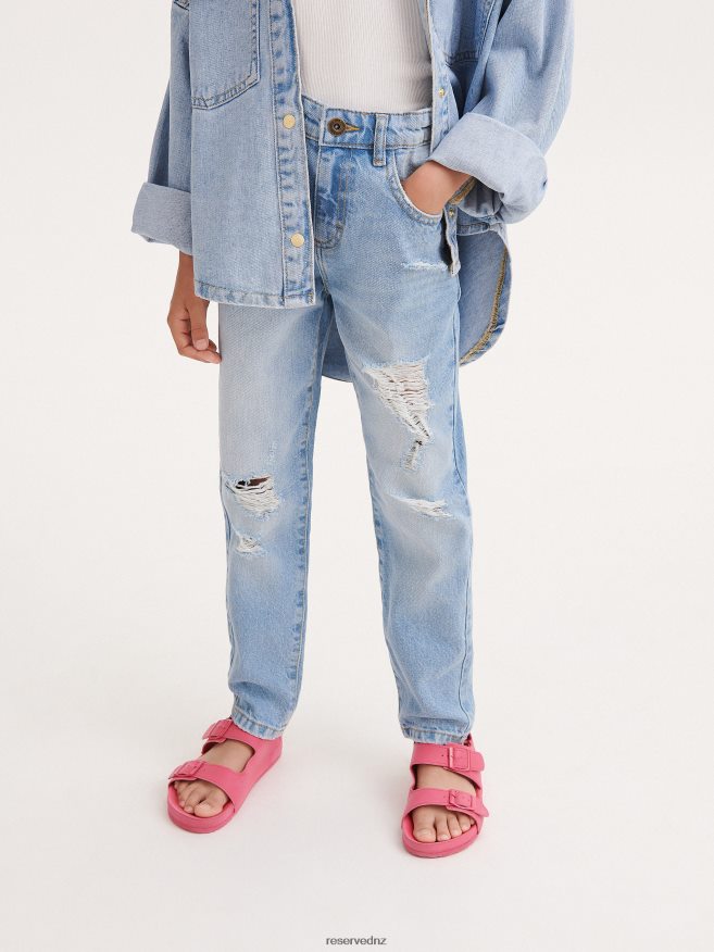 Reserved Girls Distressed Boyfriend Jeans P6H08T1752 Apparel Blue