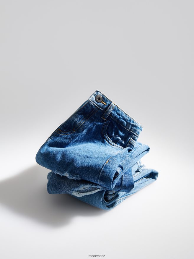 Reserved Girls Distressed Straight Jeans P6H08T1863 Apparel Blue