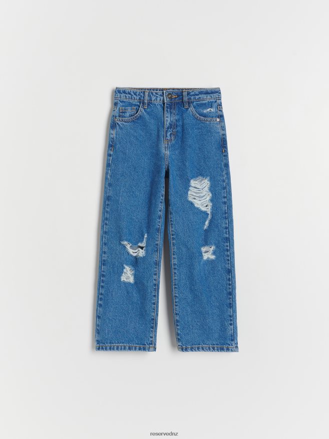 Reserved Girls Distressed Straight Jeans P6H08T1944 Apparel Blue
