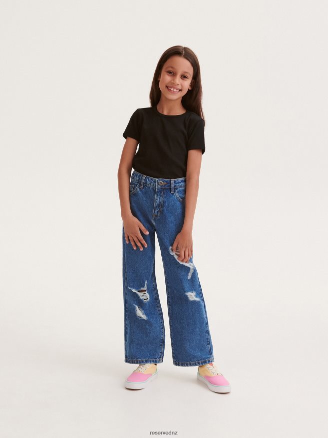 Reserved Girls Distressed Straight Jeans P6H08T1944 Apparel Blue
