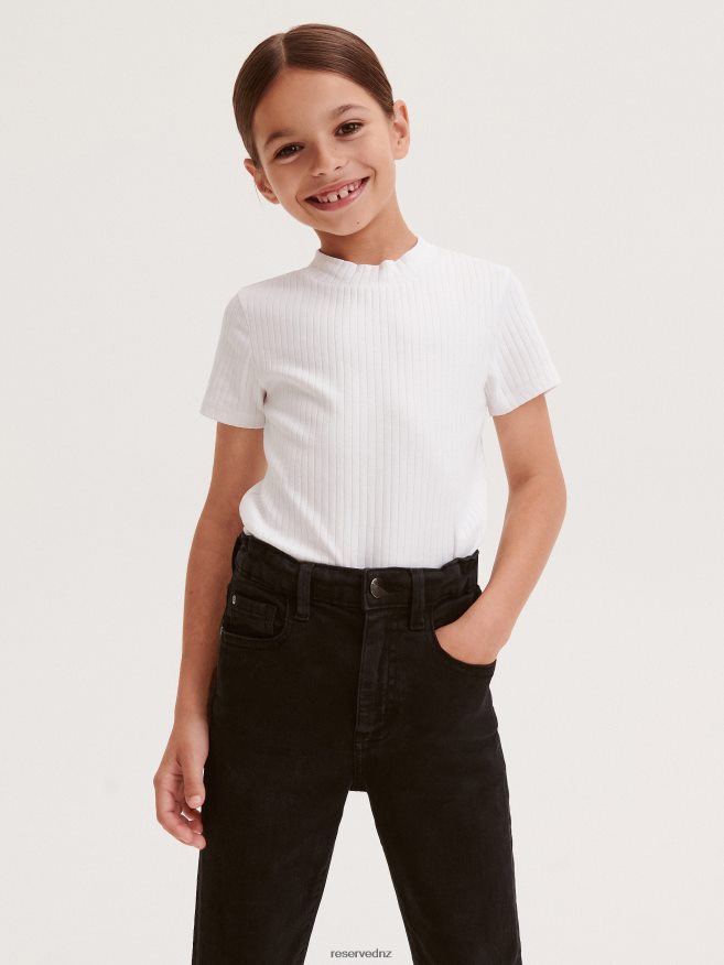 Reserved Girls Flare Jeans With Hem Splits P6H08T1951 Apparel Black