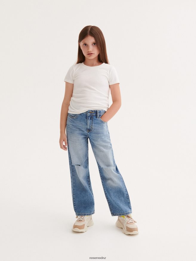 Reserved Girls Ripped Straight Jeans P6H08T1848 Apparel Blue