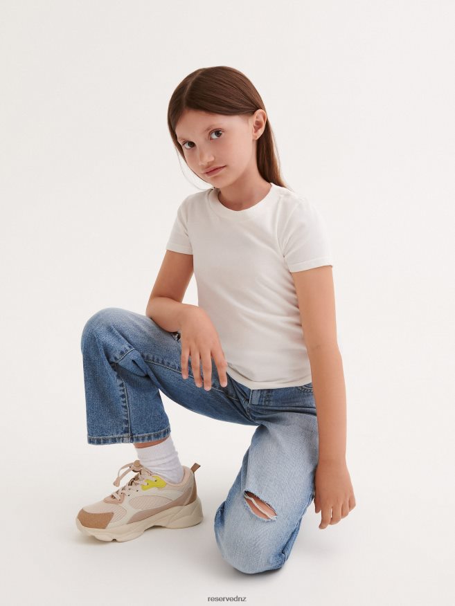 Reserved Girls Ripped Straight Jeans P6H08T1848 Apparel Blue