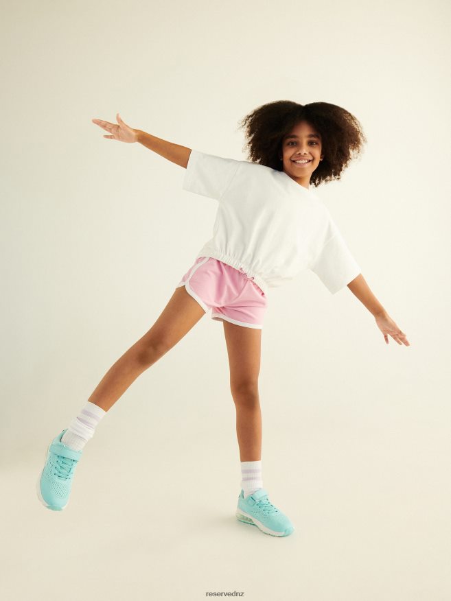 Reserved Girls Cotton Shorts With Side Stripes P6H08T1965 Apparel Pink