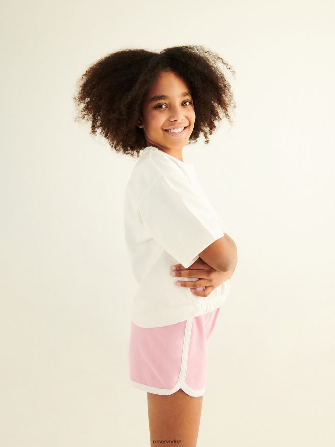 Reserved Girls Cotton Shorts With Side Stripes P6H08T1965 Apparel Pink