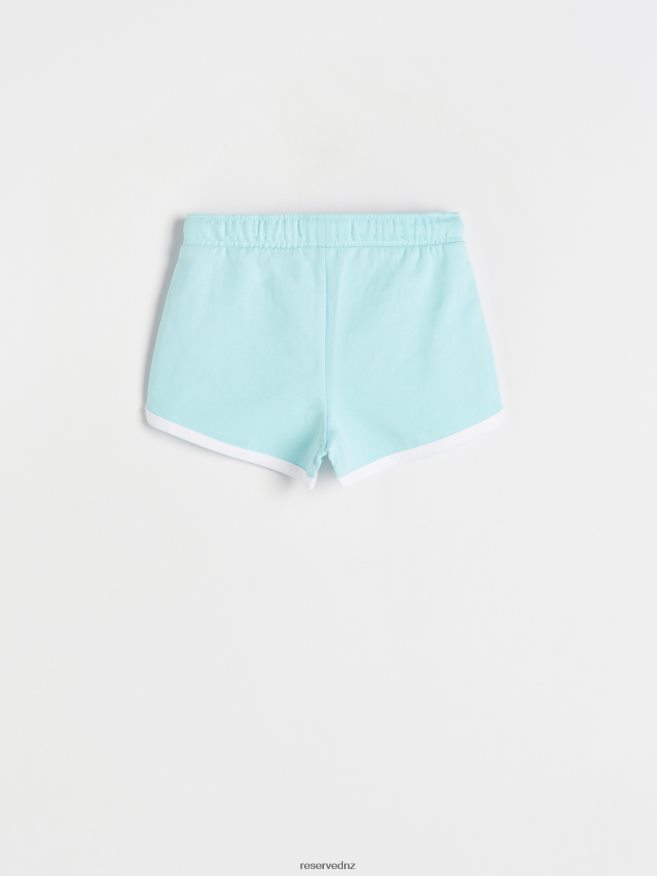Reserved Girls Cotton Shorts With Side Stripes P6H08T1973 Apparel Pale Blue