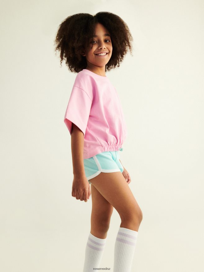 Reserved Girls Cotton Shorts With Side Stripes P6H08T1973 Apparel Pale Blue