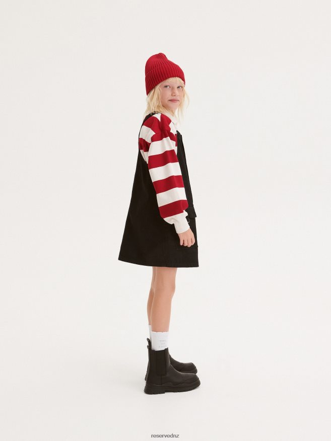 Reserved Girls Denim Dungaree Skirt P6H08T1816 Apparel Black