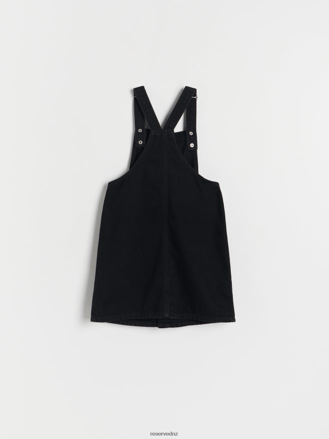 Reserved Girls Denim Dungaree Skirt P6H08T1816 Apparel Black