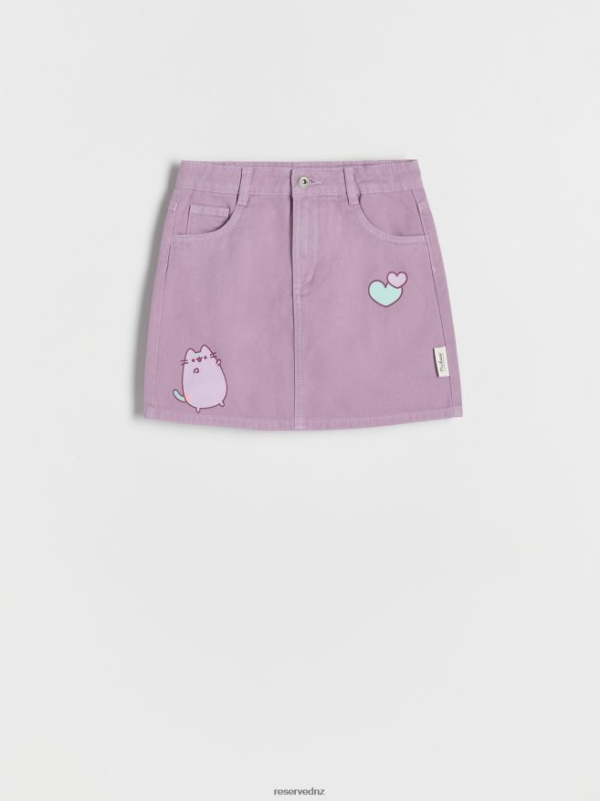 Reserved Girls Pusheen Skirt With Prints P6H08T1857 Apparel Lavender