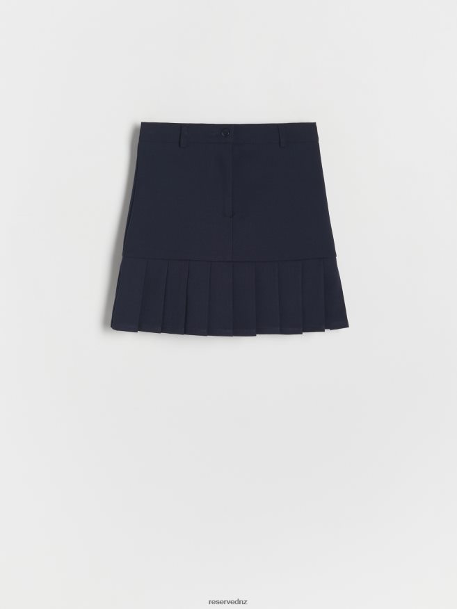 Reserved Girls Skirt With Pleated Hem P6H08T1909 Apparel Navy