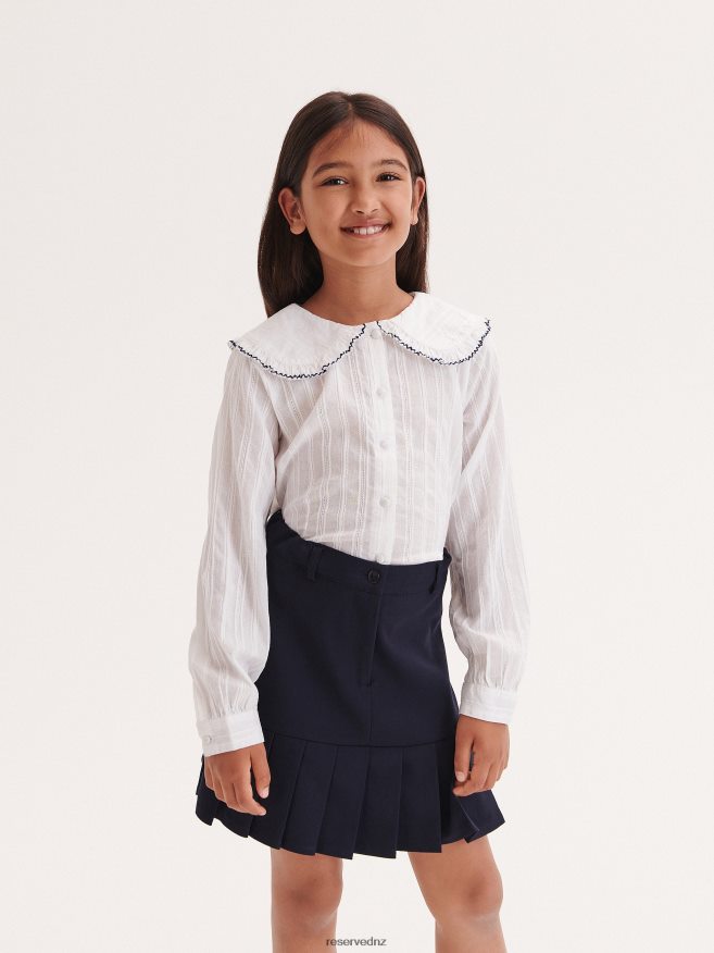 Reserved Girls Skirt With Pleated Hem P6H08T1909 Apparel Navy