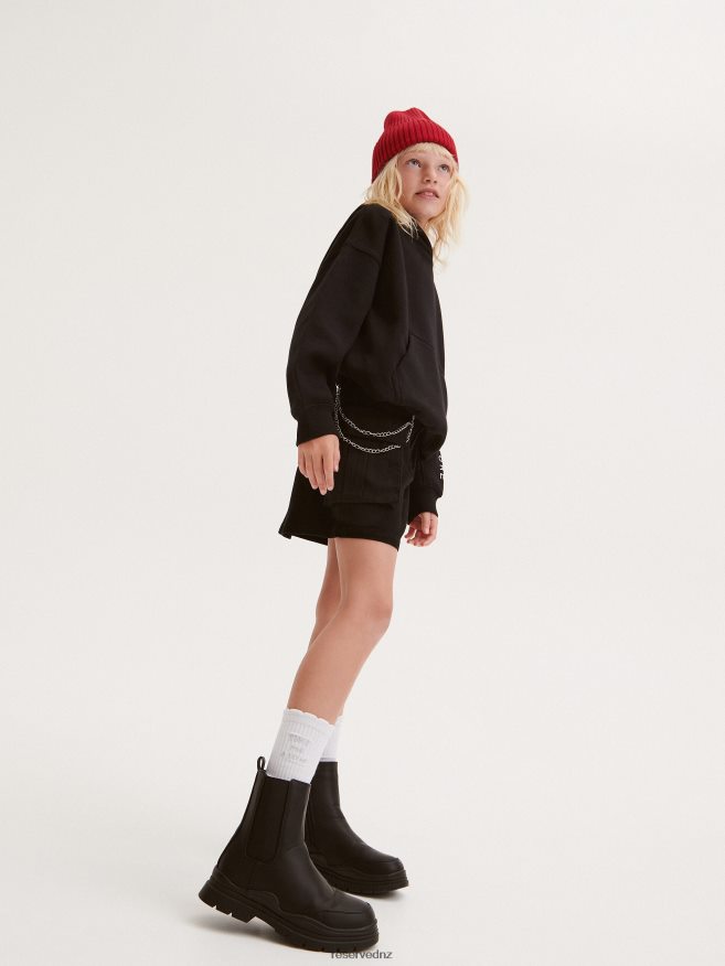 Reserved Girls Skirt With Pockets P6H08T1759 Apparel Black