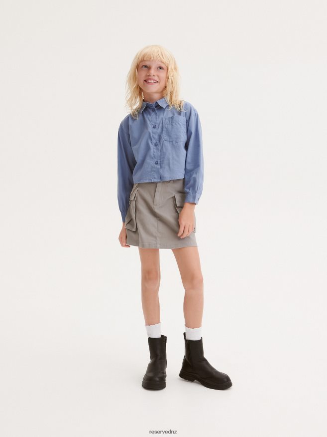 Reserved Girls Skirt With Pockets P6H08T1908 Apparel Light Grey