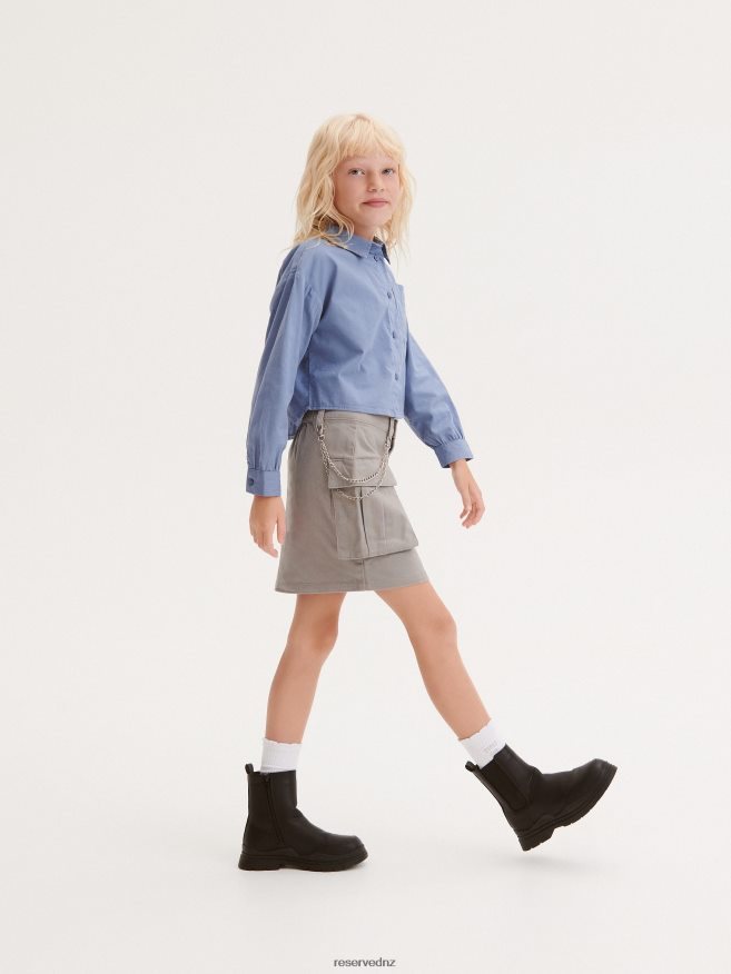 Reserved Girls Skirt With Pockets P6H08T1908 Apparel Light Grey