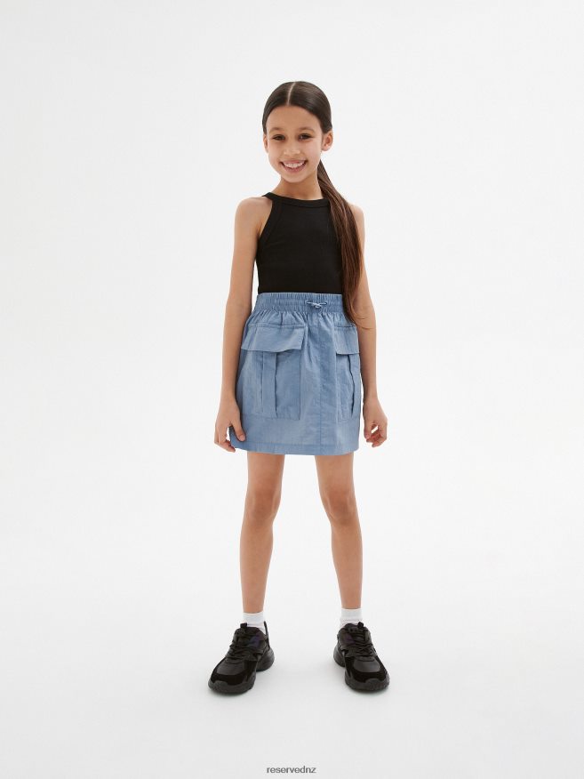 Reserved Girls Skirt With Pockets P6H08T1996 Apparel Pale Blue