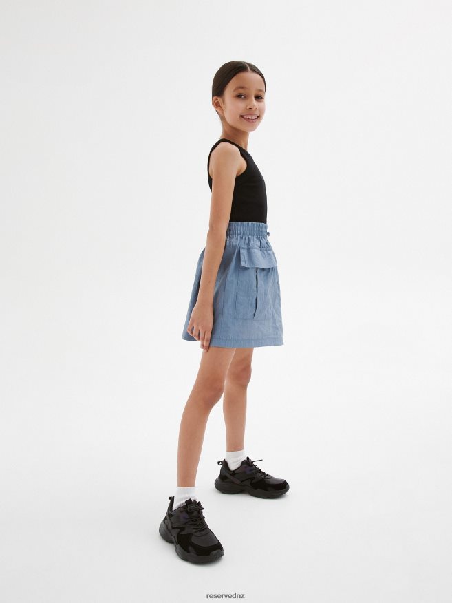 Reserved Girls Skirt With Pockets P6H08T1996 Apparel Pale Blue