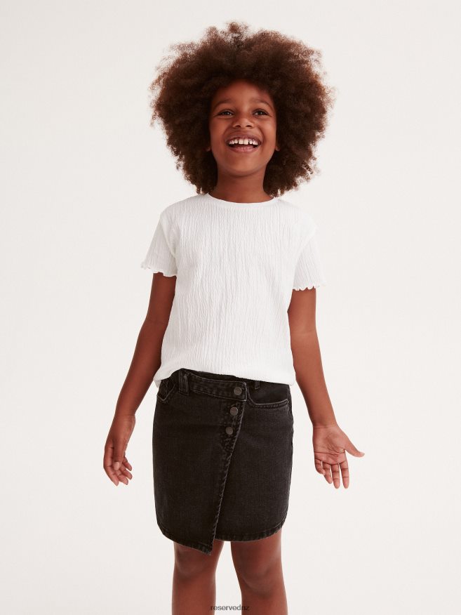 Reserved Girls Wrap Denim Skirt P6H08T1794 Apparel Black