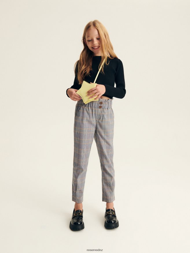 Reserved Girls Check Paperbag Trousers P6H08T1982 Apparel Blue