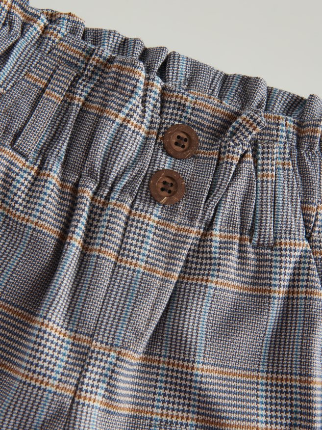 Reserved Girls Check Paperbag Trousers P6H08T1982 Apparel Blue