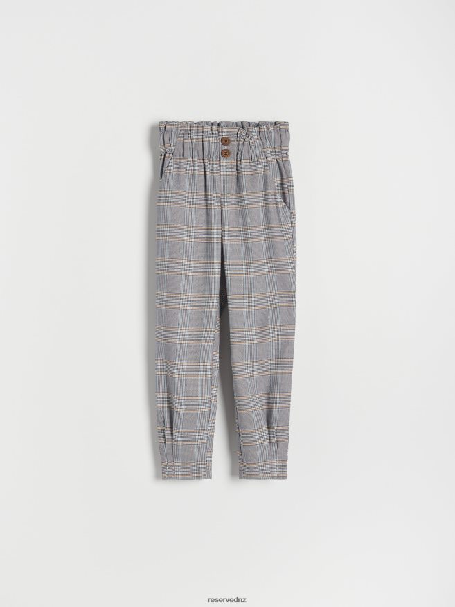 Reserved Girls Check Paperbag Trousers P6H08T1982 Apparel Blue
